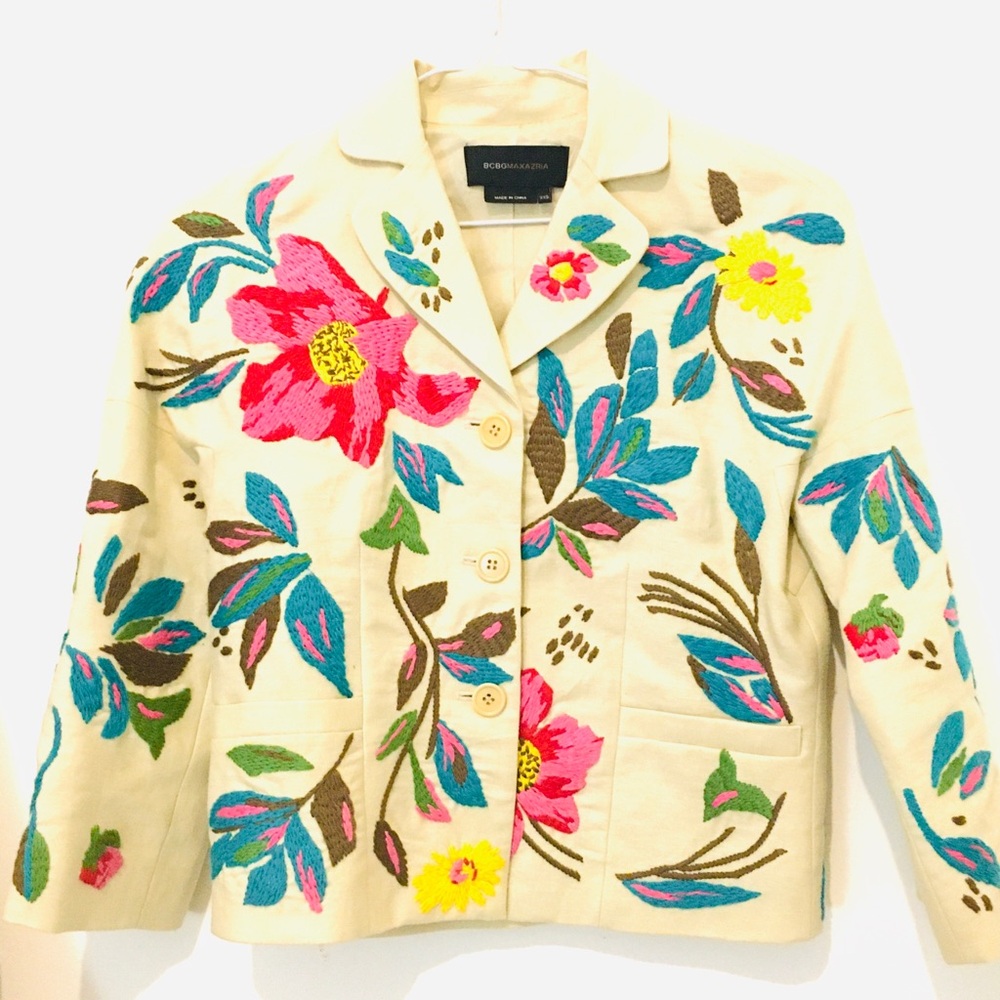 BCBG Cottagecore XXS Embroidered Blazer